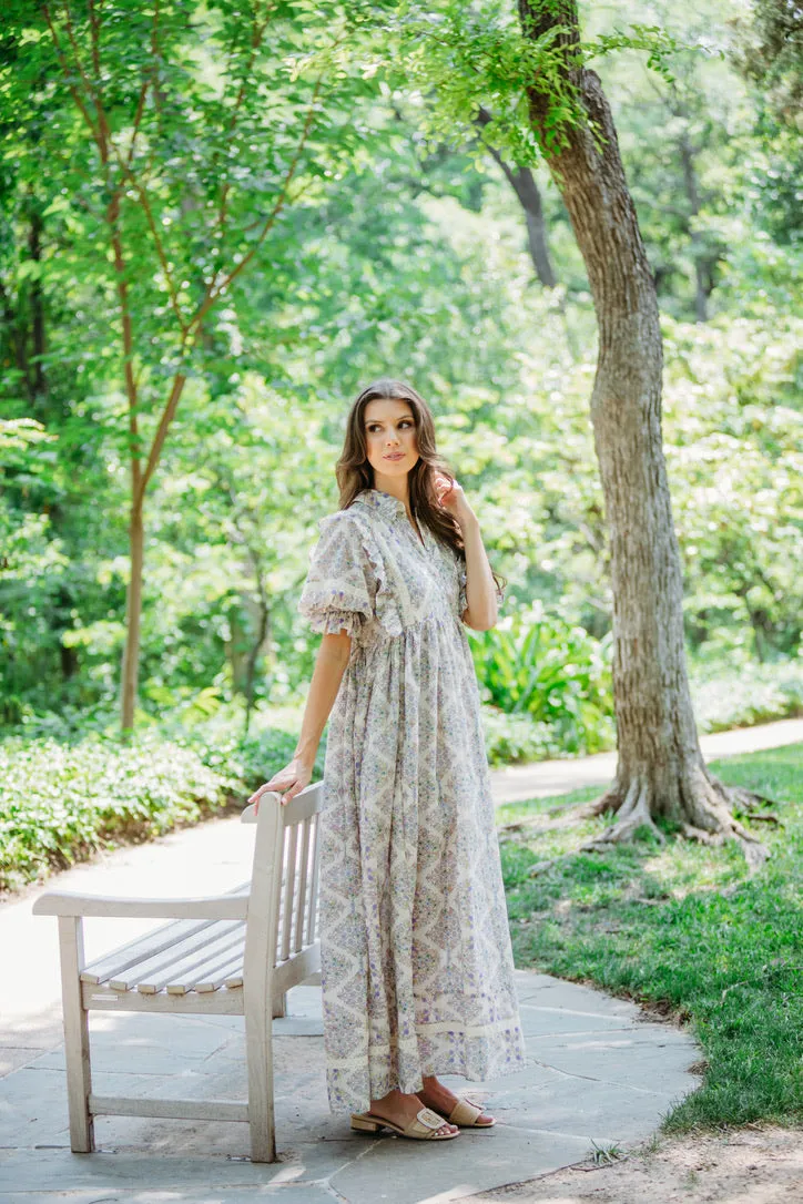 Boho Floral Puff Sleeve Maxi Dress