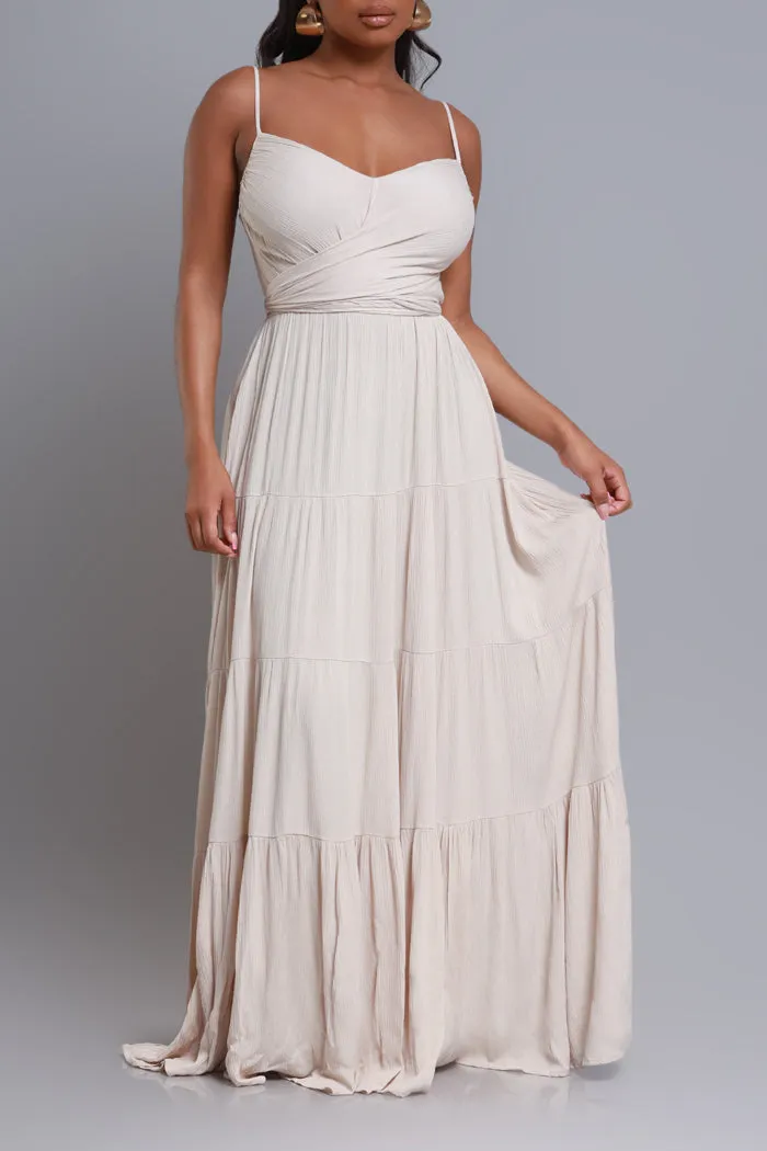 Boiling Point Tiered Maxi Dress - Oatmeal