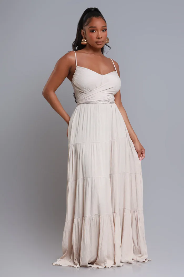 Boiling Point Tiered Maxi Dress - Oatmeal