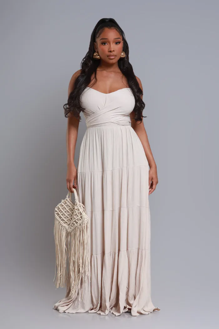 Boiling Point Tiered Maxi Dress - Oatmeal