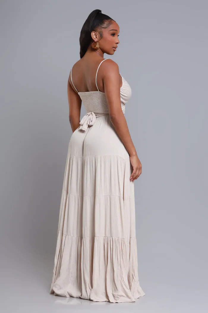 Boiling Point Tiered Maxi Dress - Oatmeal