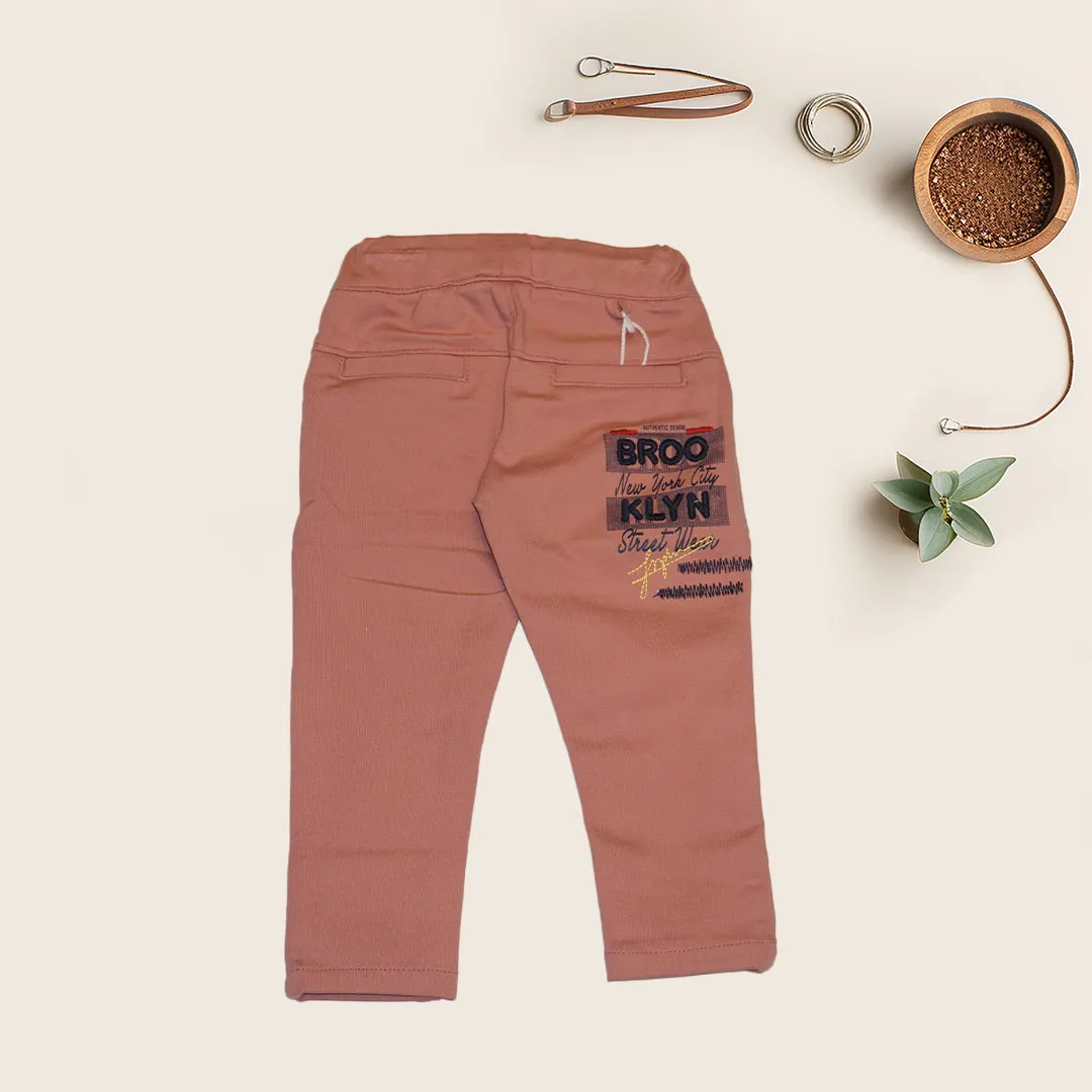 Brick Red Color Printed Pant for Boys