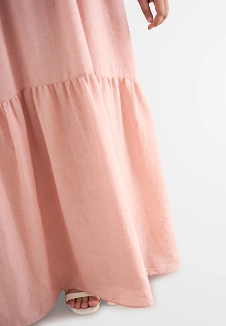 Brielle Bohemian Tiered Long Dress - Pink