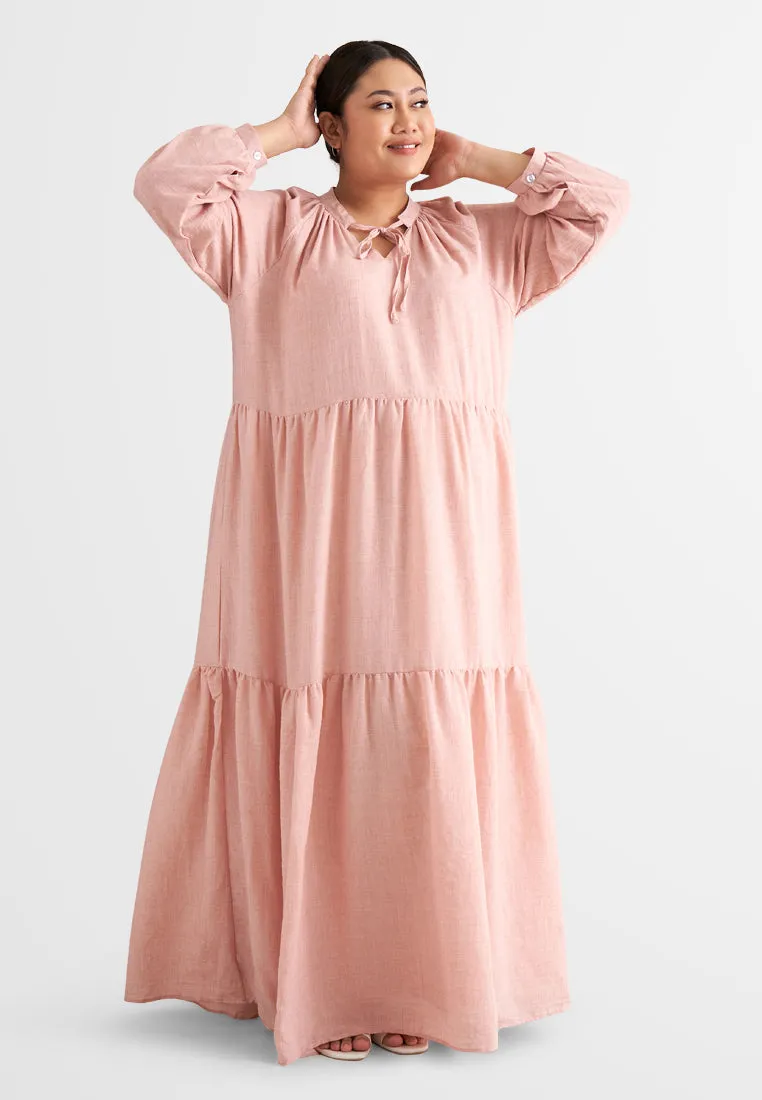 Brielle Bohemian Tiered Long Dress - Pink