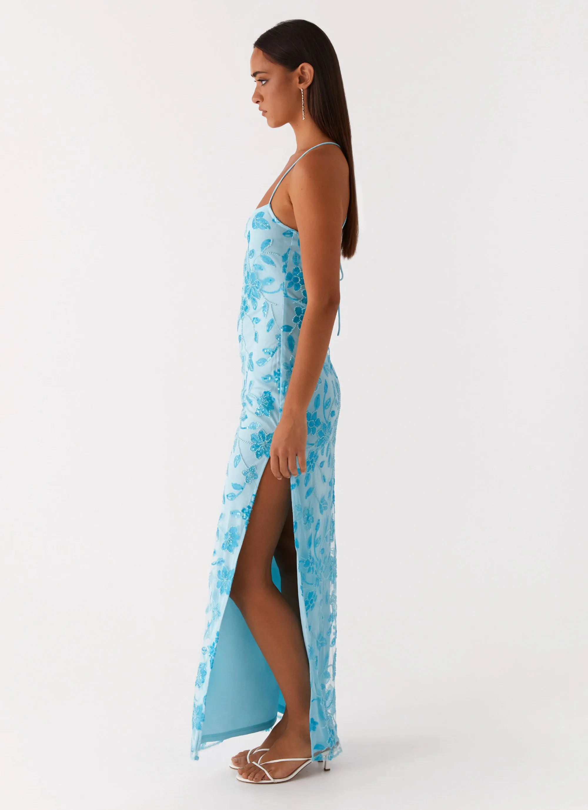 Bright Lights Beaded Maxi Dress - Blue