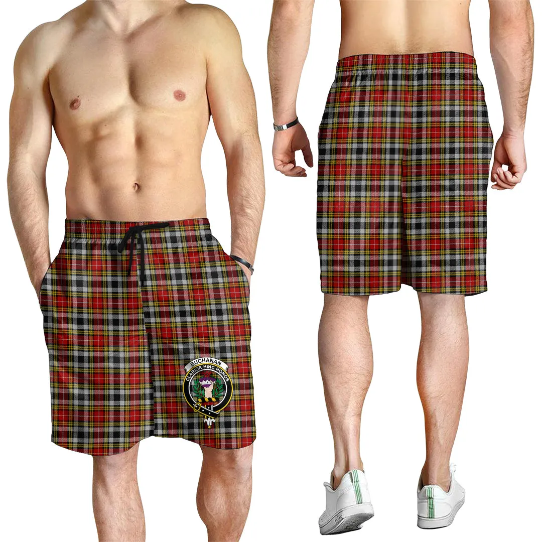 Buchanan Old Dress Tartan Mens Shorts with Family Crest