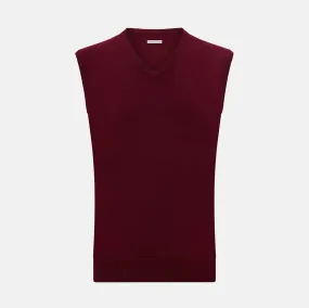 Burgundy Cashmere V-Neck Vest