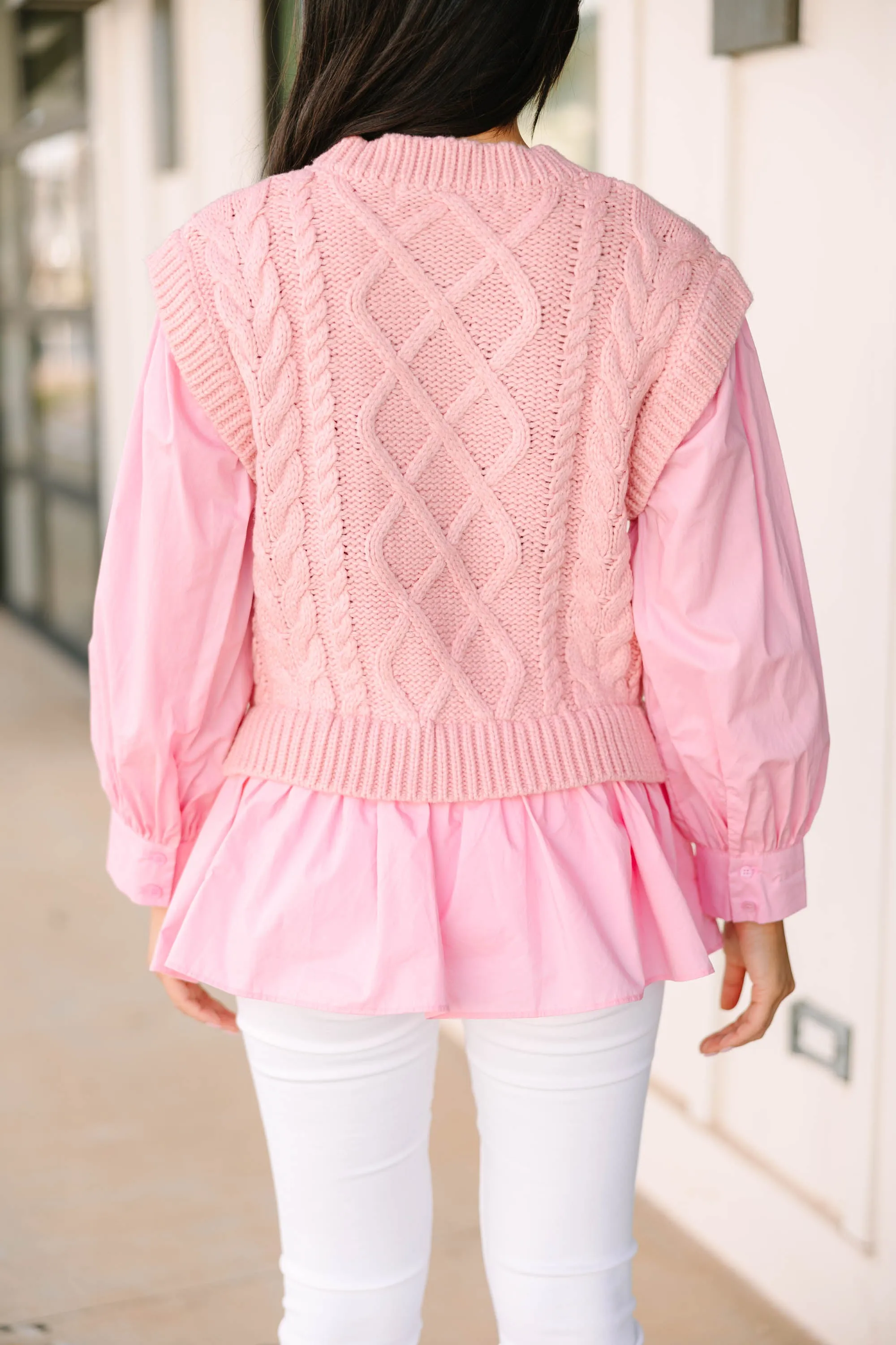 Call Me Later Pink Sweater Blouse