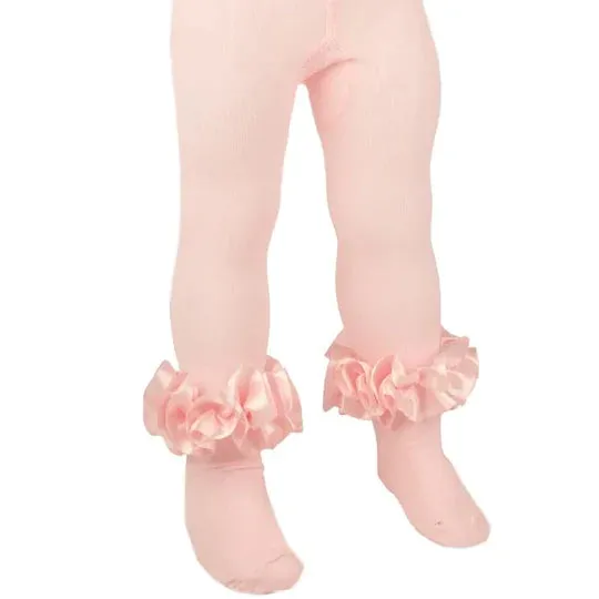 Caramelo Kids - Pink tights with ruffle ankles