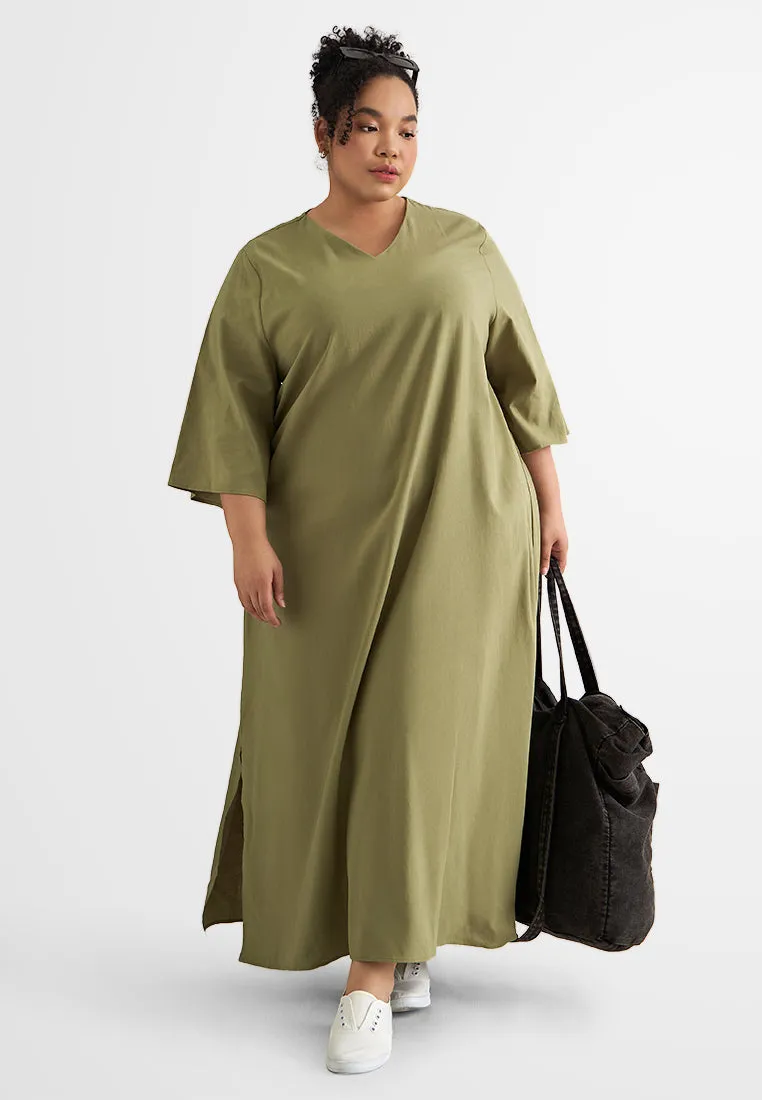 Carla V-neck Flowy Linen Dress