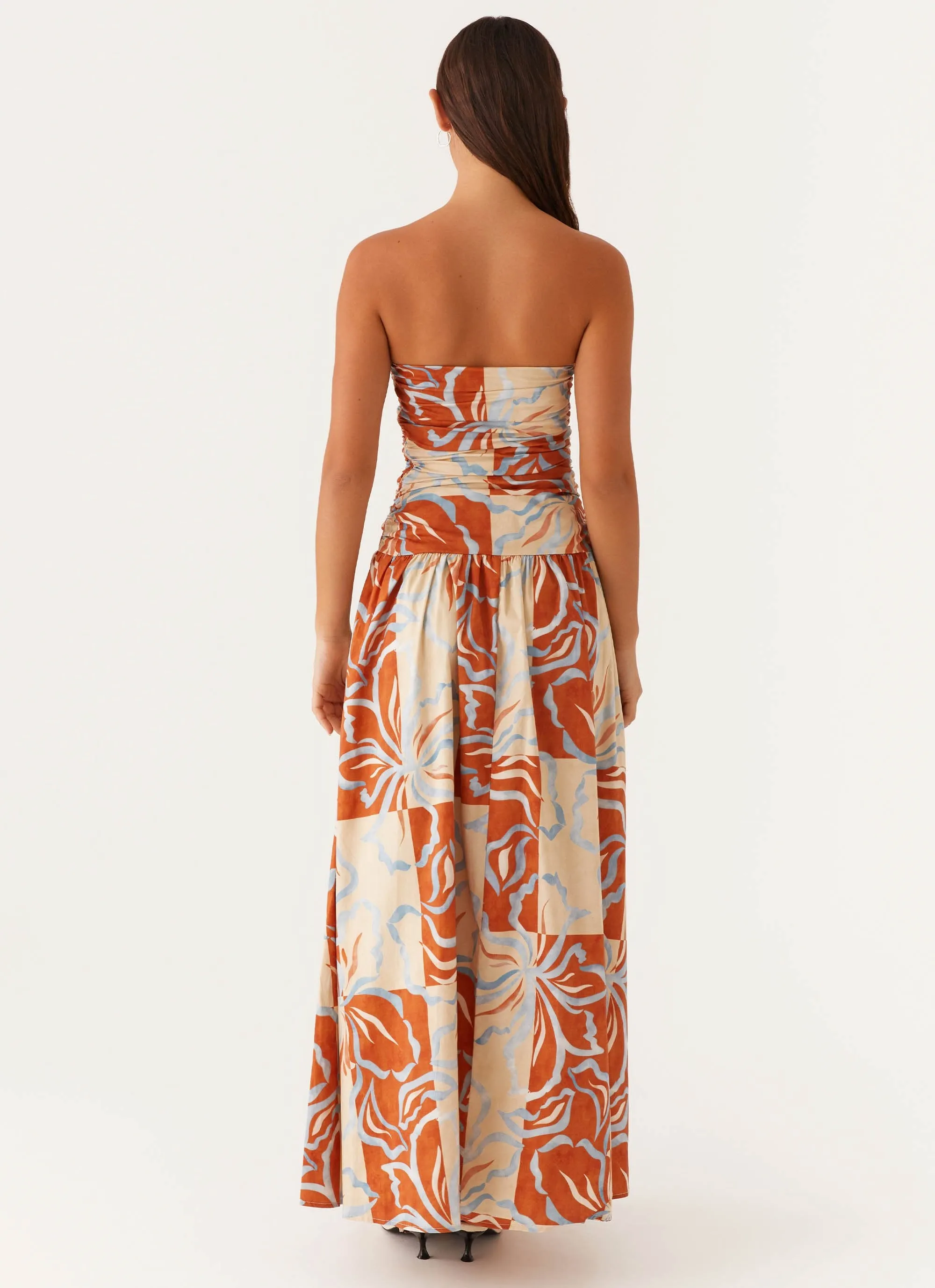 Carmel Maxi Dress - Orange Blue Floral