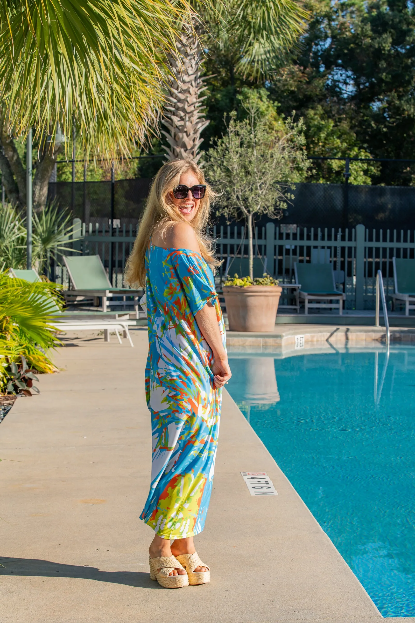 Carolina Palm Maxi Coastal Caftan