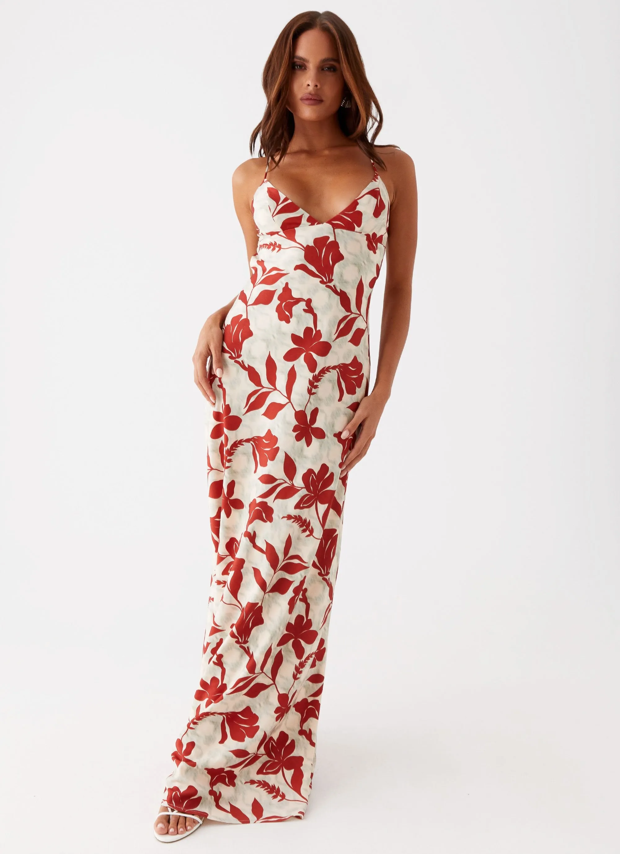 Cecily Maxi Dress - Red Green Floral