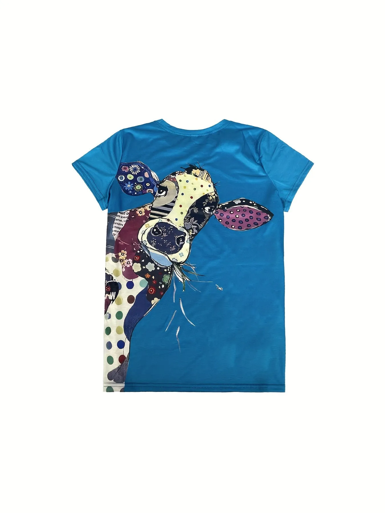 Chic Cow Print Womens T-shirt - Soft Crew Neck Short Sleeve Top - Fashionable & Casual Everyday Wear