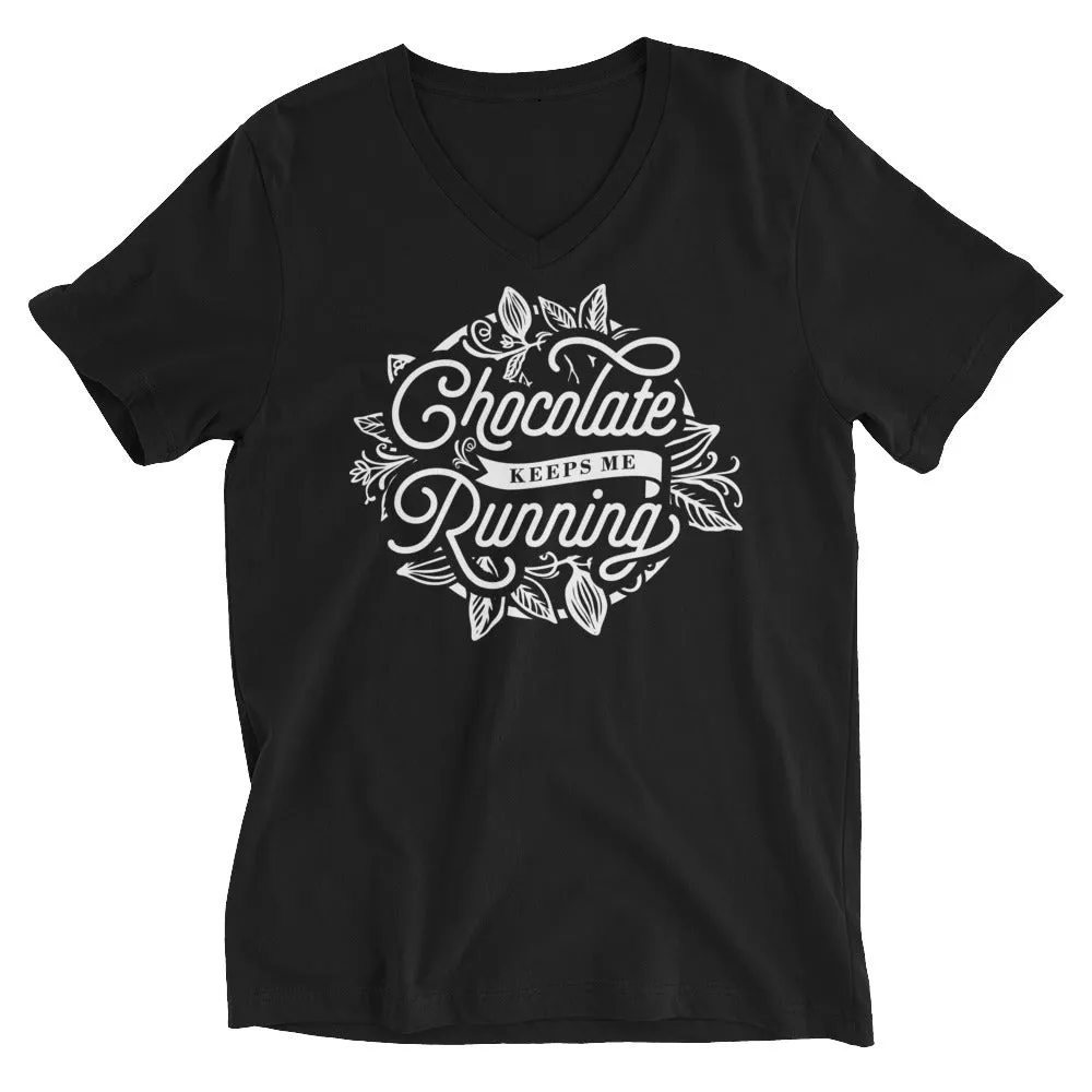 Chocolate Keeps Me Running - Short Sleeve V-Neck T-Shirt