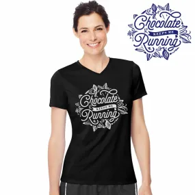 Chocolate Keeps Me Running - Short Sleeve V-Neck T-Shirt