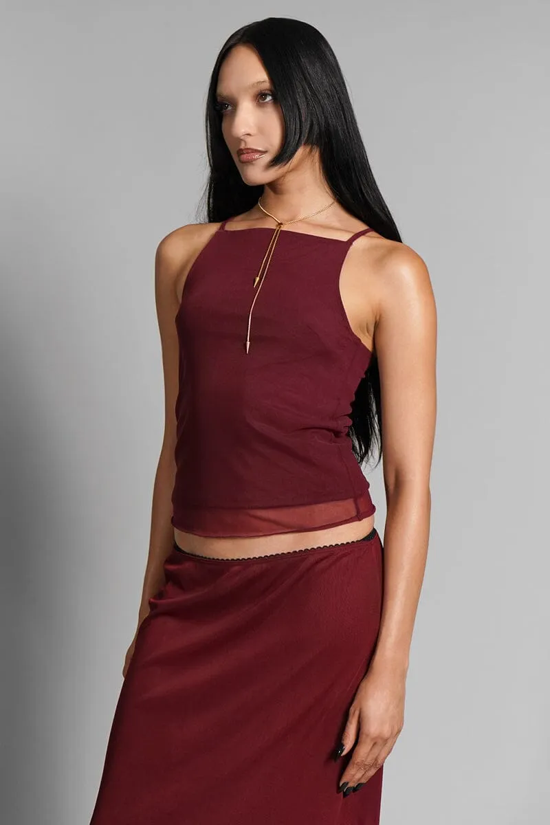 Claret Mesh Tank - Merlot