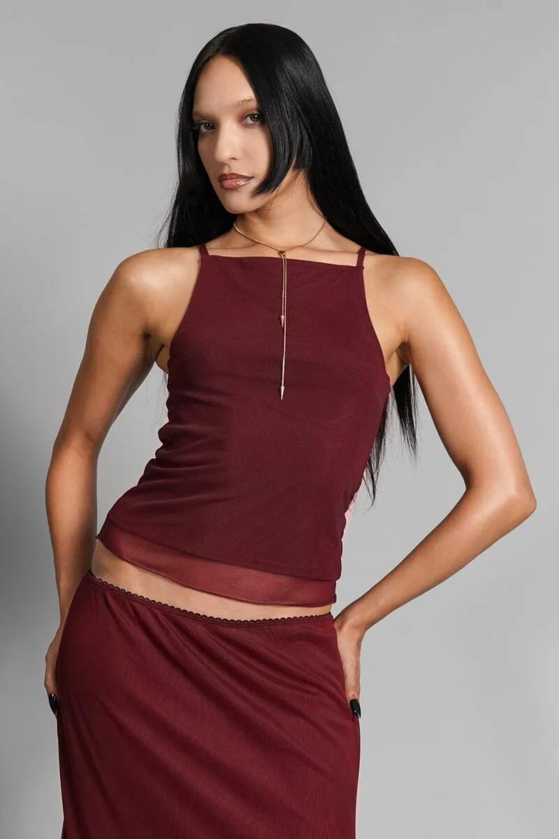 Claret Mesh Tank - Merlot