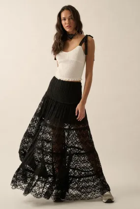 Coastal Shadows Lace Mesh Maxi Skirt