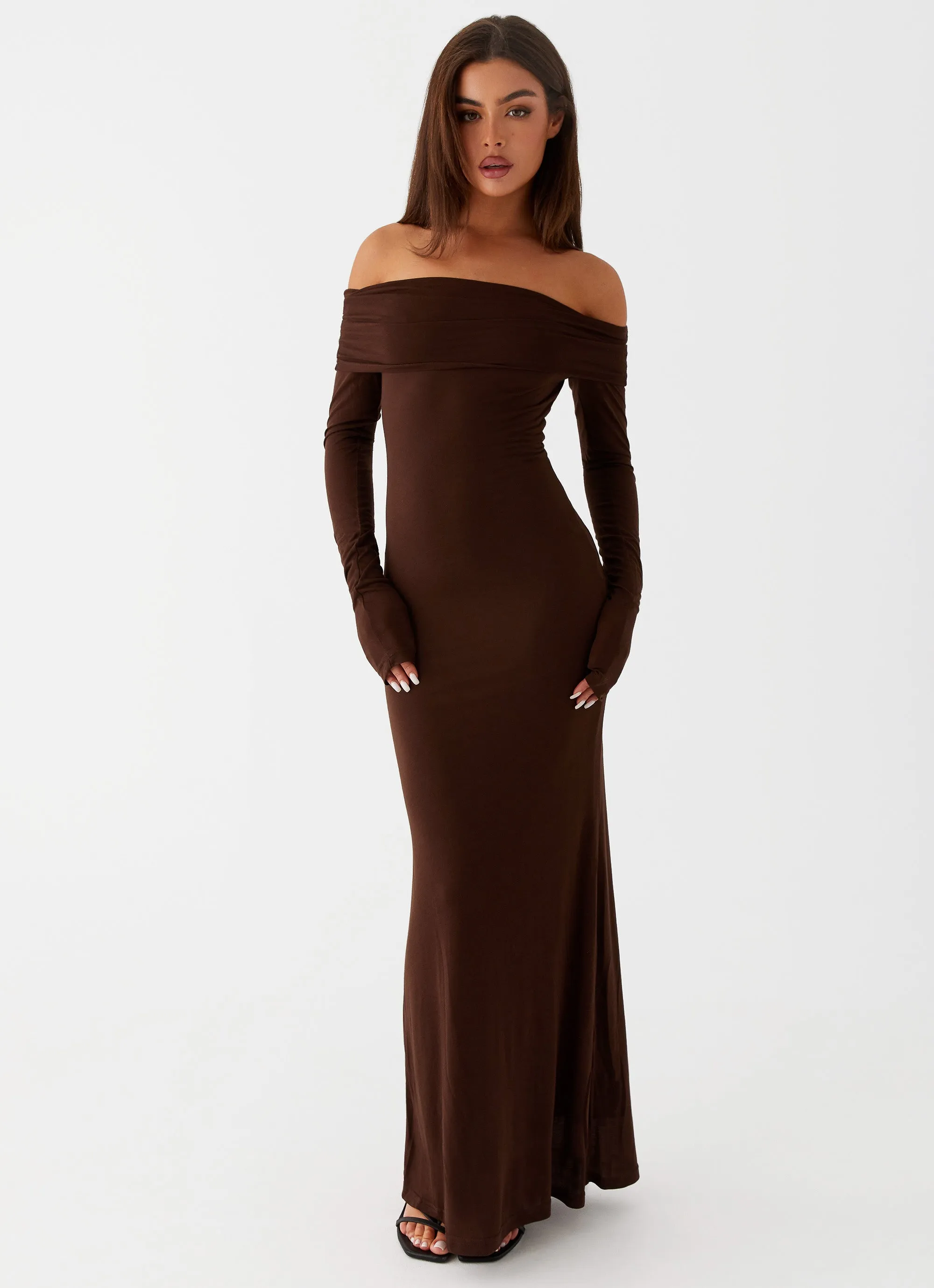 Cocoa Long Sleeve Maxi Dress - Chocolate