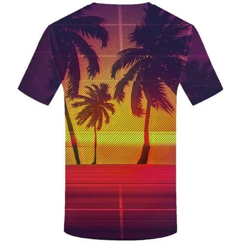 Coconut Tree T-shirt Men Moon Tshirts Cool Black Tshirt Anime Harajuku Tshirts Casual Space T-shirts 3d Short Sleeve summer