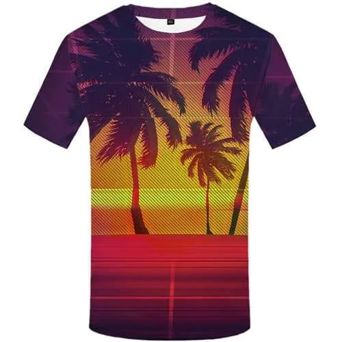 Coconut Tree T-shirt Men Moon Tshirts Cool Black Tshirt Anime Harajuku Tshirts Casual Space T-shirts 3d Short Sleeve summer