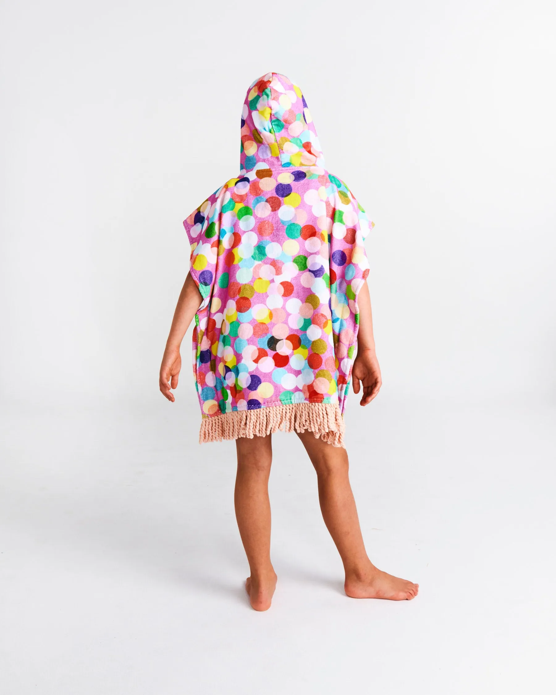 Confetti Pink Printed Kids Terry Poncho