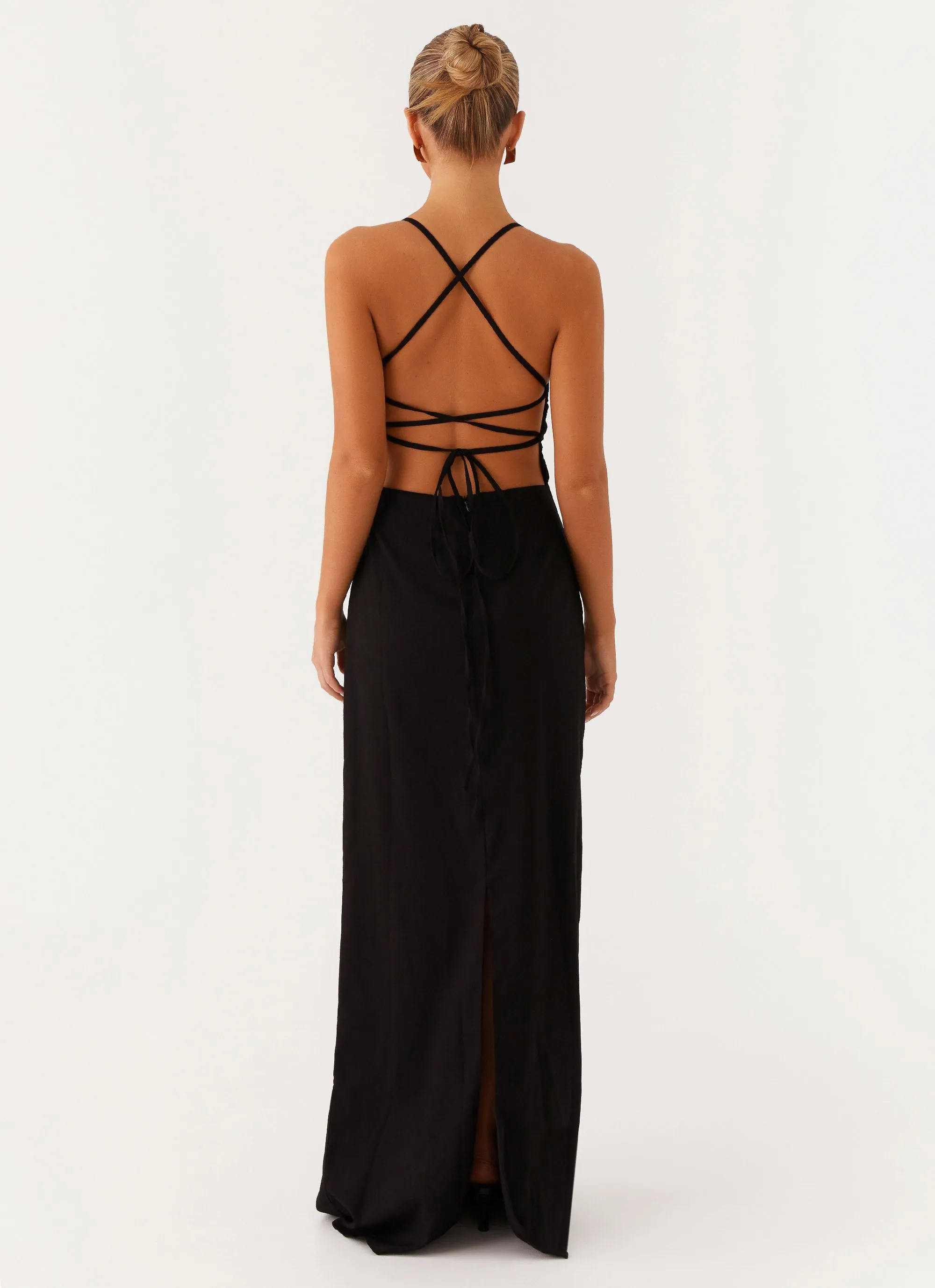 Cora Backless Maxi Dress - Black