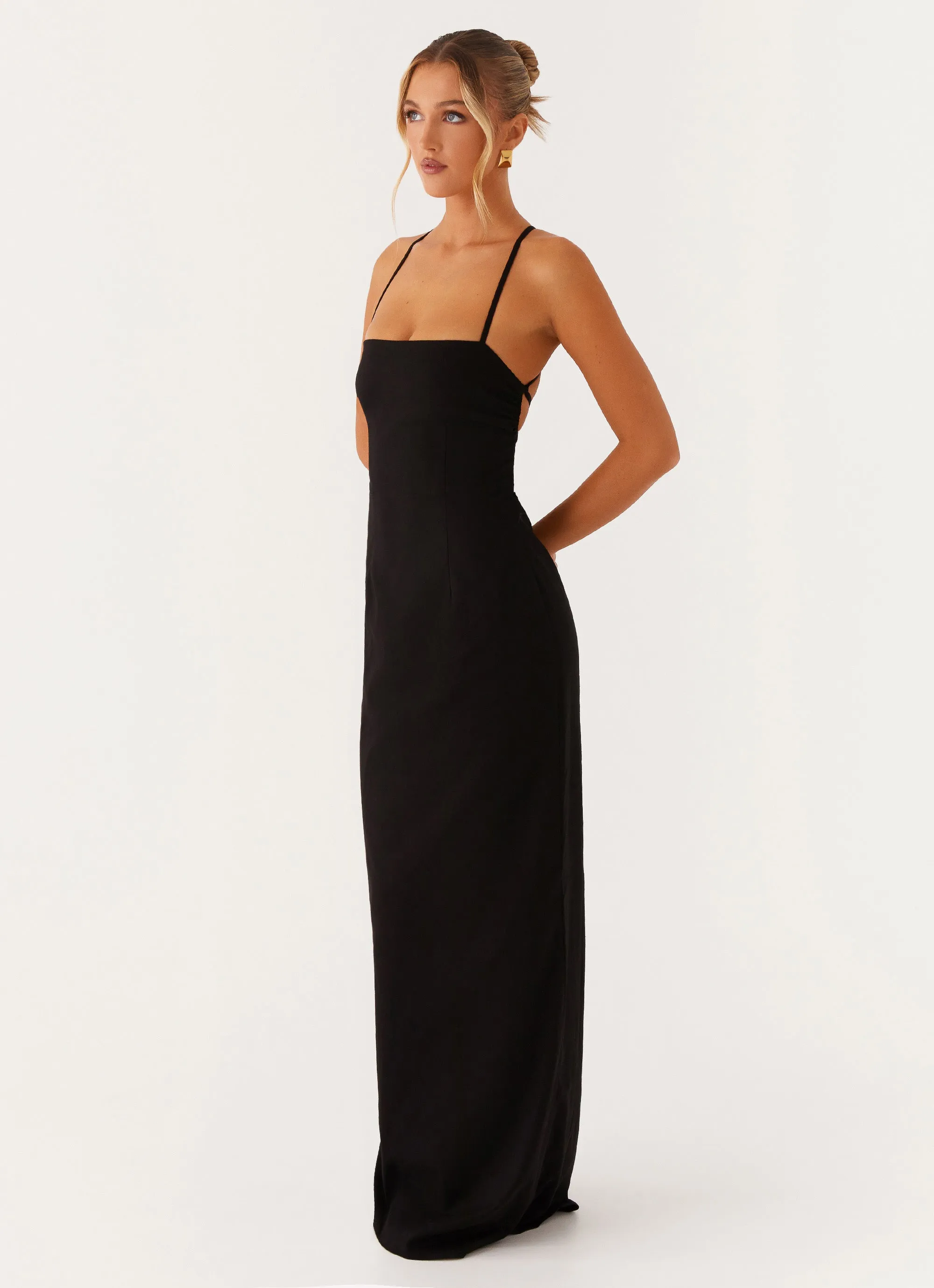 Cora Backless Maxi Dress - Black