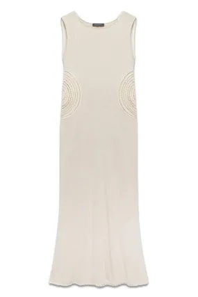 Cream Crochet Cutout Maxi Dress