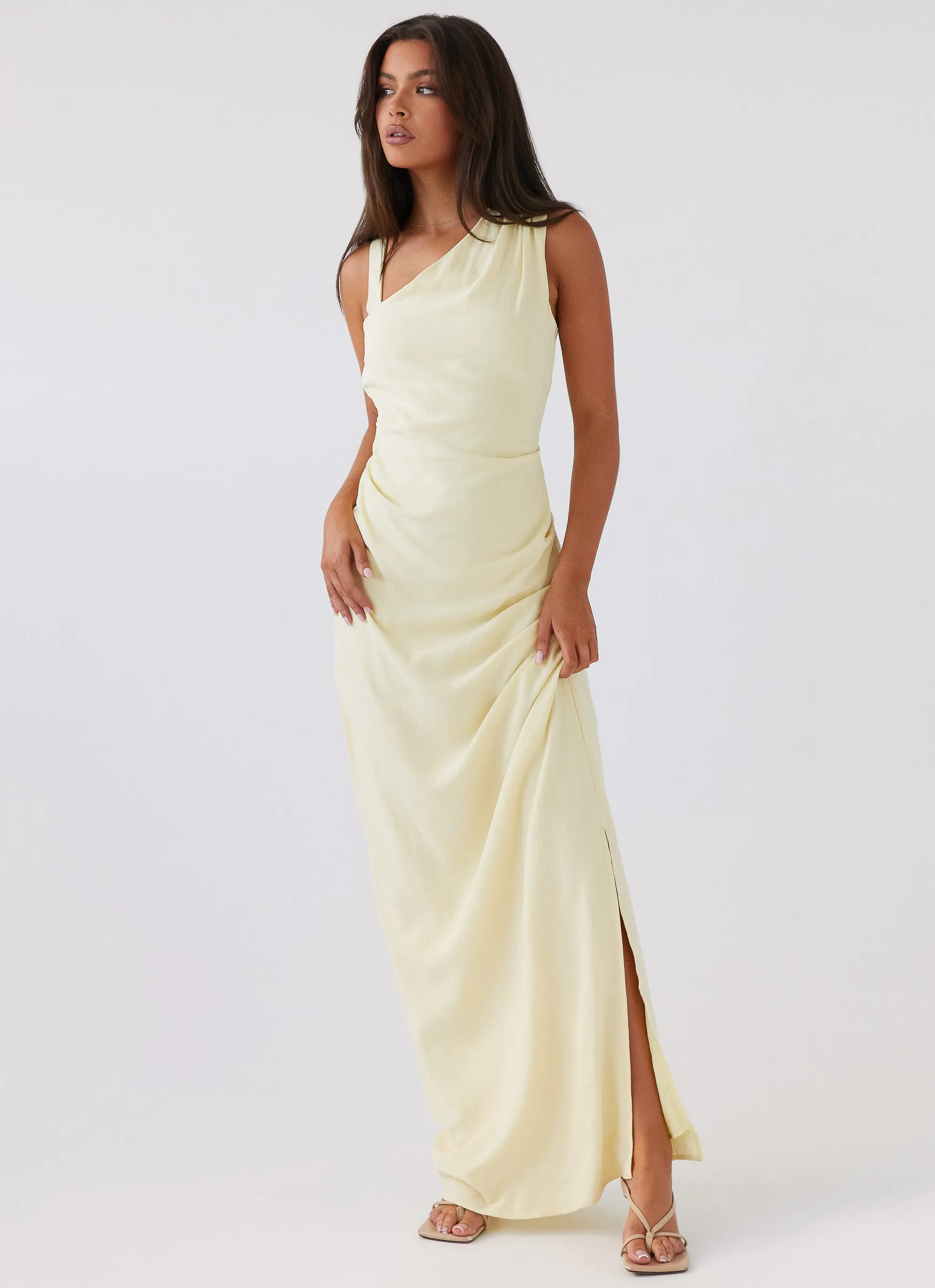 Daffodil Charm Linen Maxi Dress - Sunflower Yellow