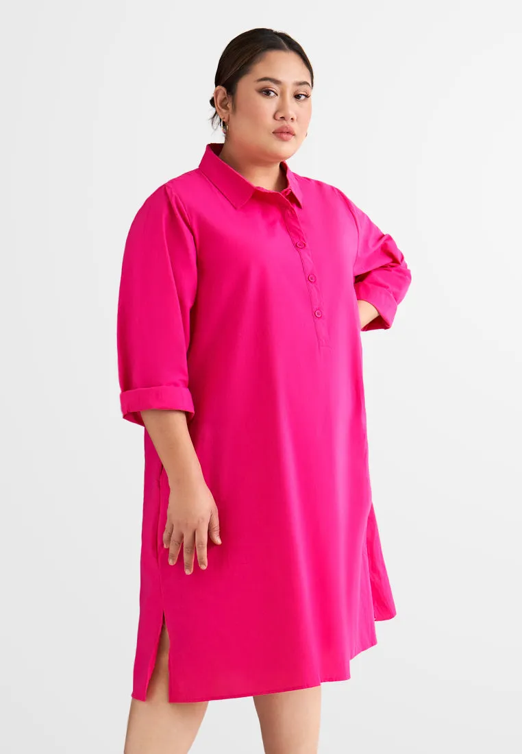 Darlene Vibrant Half Button Shirt Dress