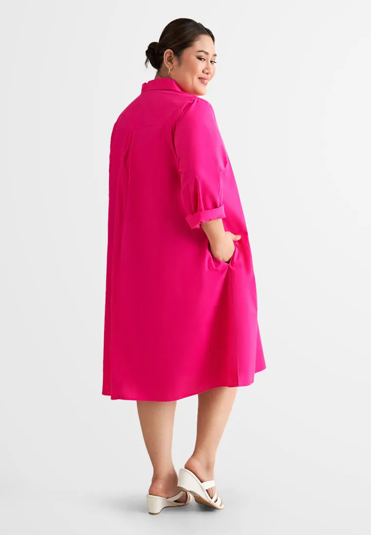 Darlene Vibrant Half Button Shirt Dress