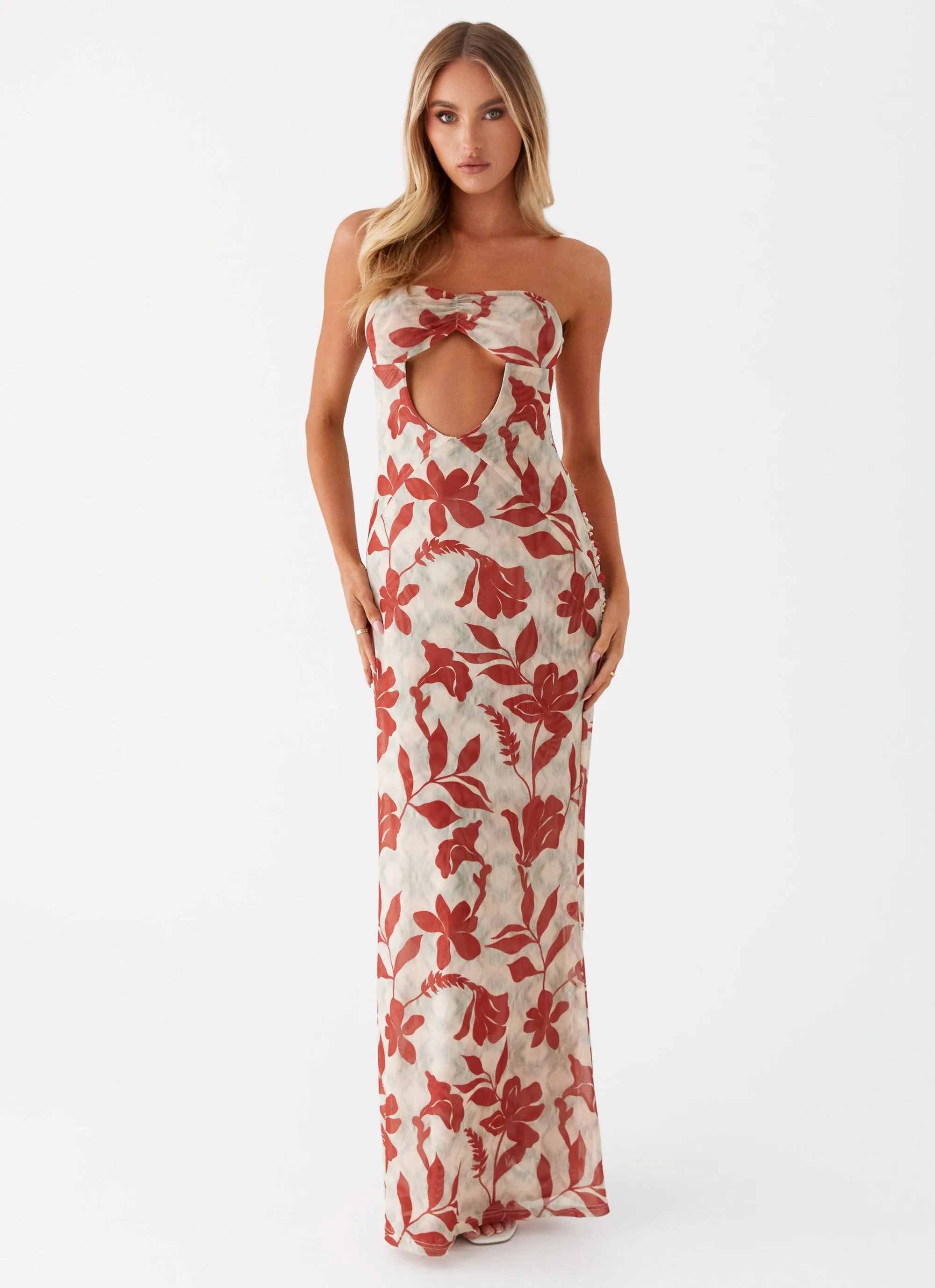 Dearest Maxi Dress - Red Green Floral