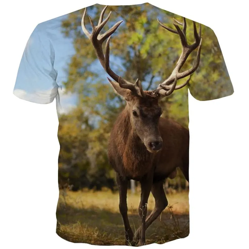 Deer T shirts Men Animal Tshirt Anime Landscape T-shirts Graphic Harajuku T shirts Funny