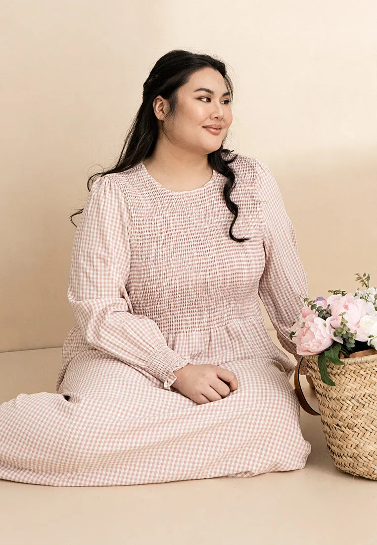 Delaina Gingham Smocked Long Dress