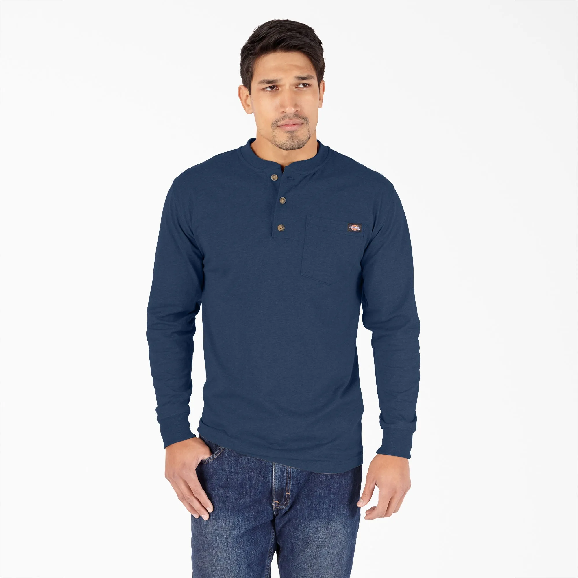 Dickies Heavyweight Heathered Henley Long Sleeve - Mens