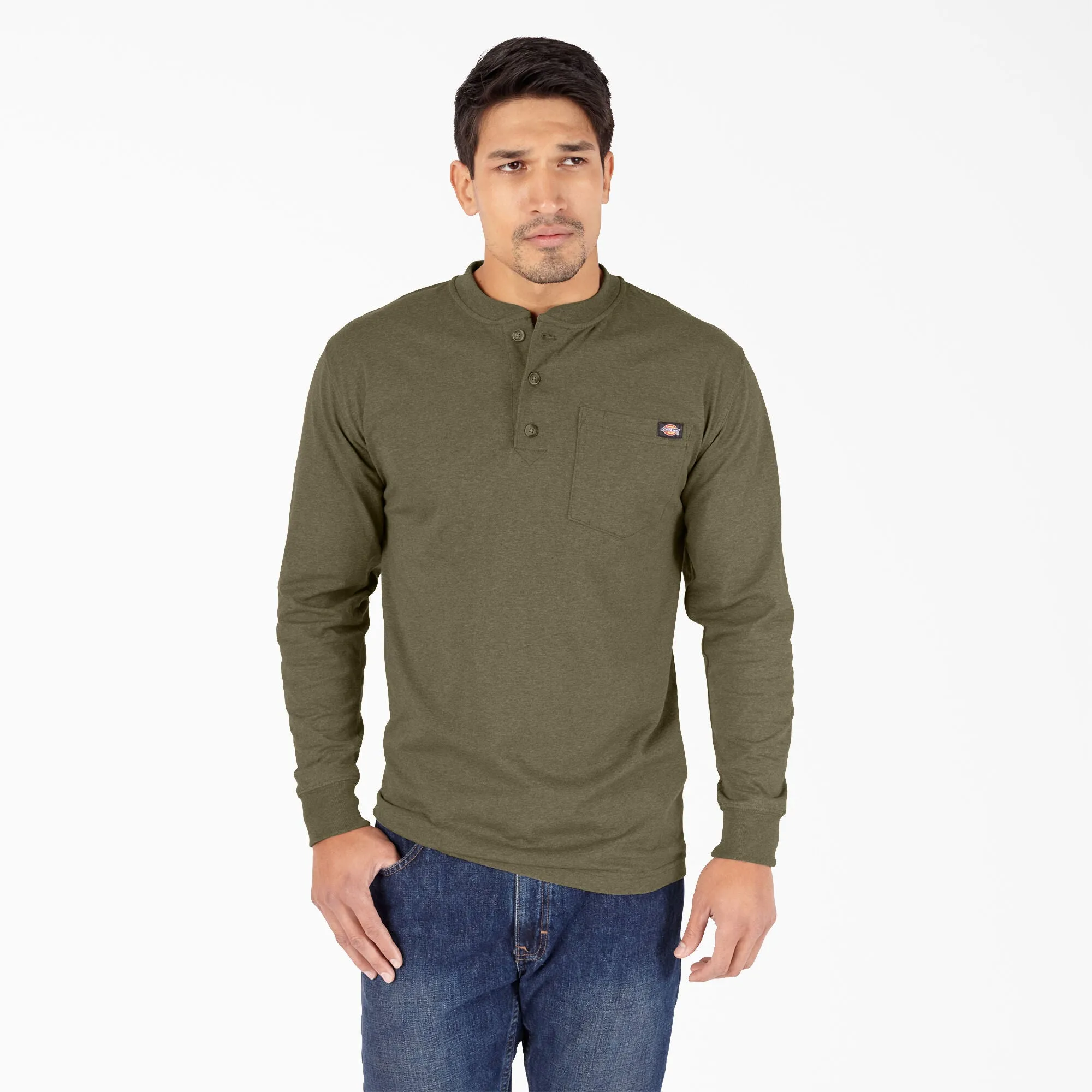 Dickies Heavyweight Heathered Henley Long Sleeve - Mens