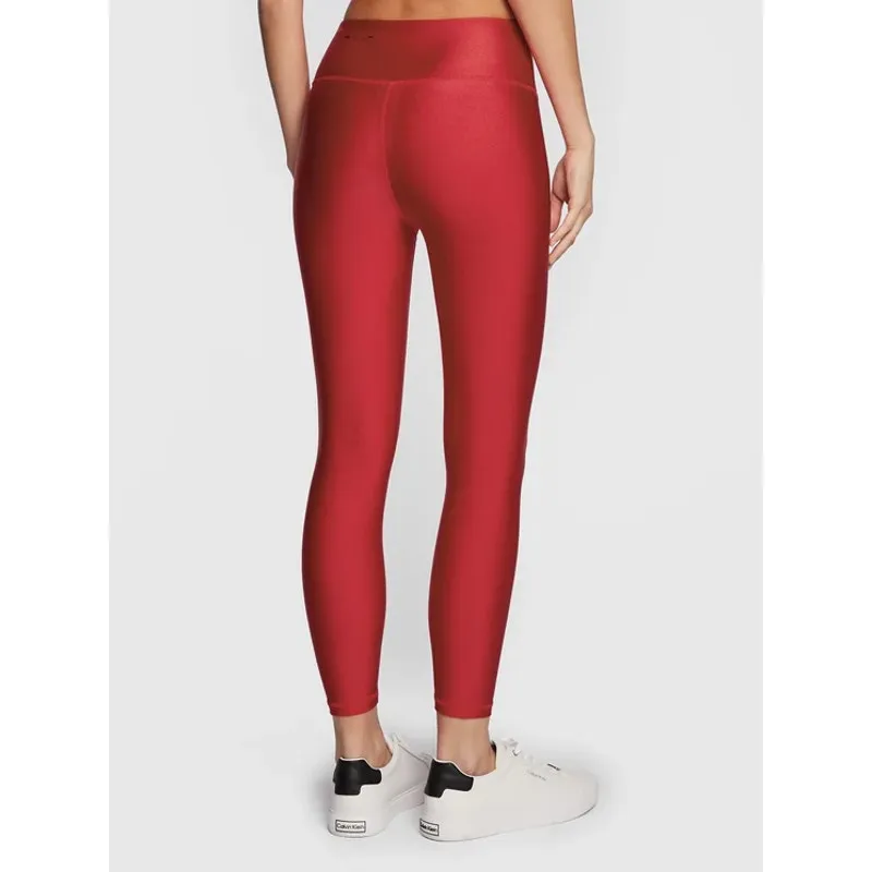 DKNY Womens Athletic Leggings XL Red High Waist 7/8 Length Pockets