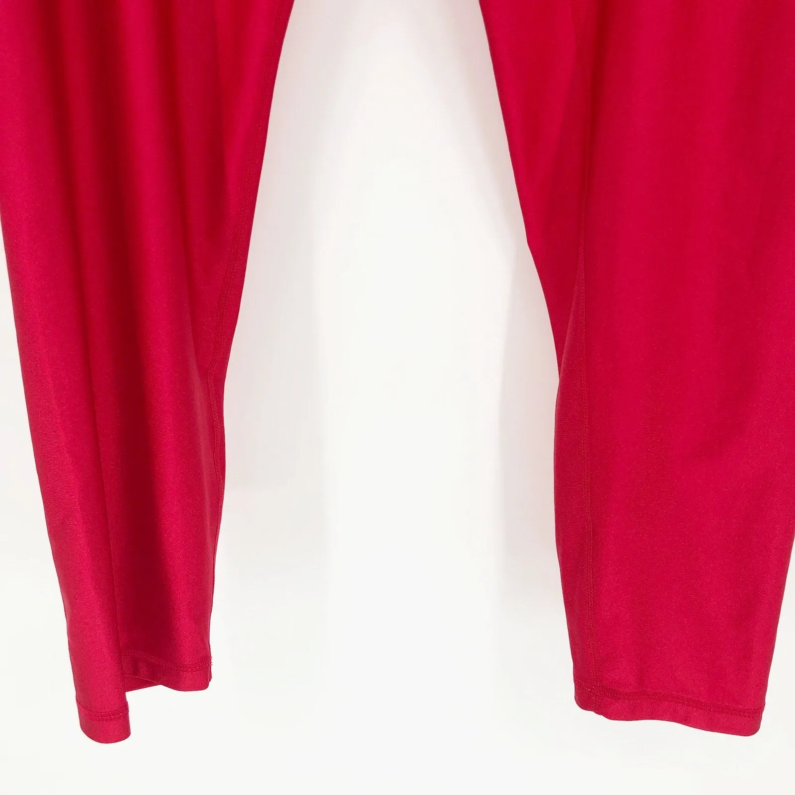 DKNY Womens Athletic Leggings XL Red High Waist 7/8 Length Pockets