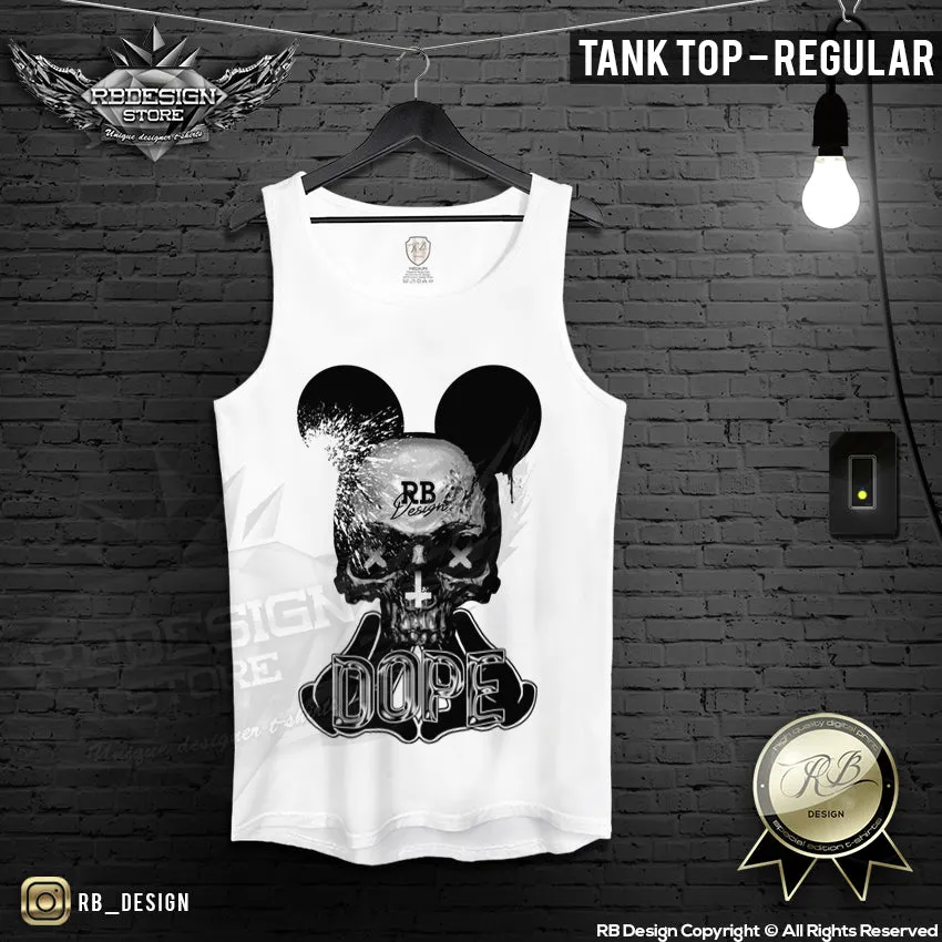 Dope Hands Men T-shirt Mickey Skull RB Design Tank Top MD574 BLACK