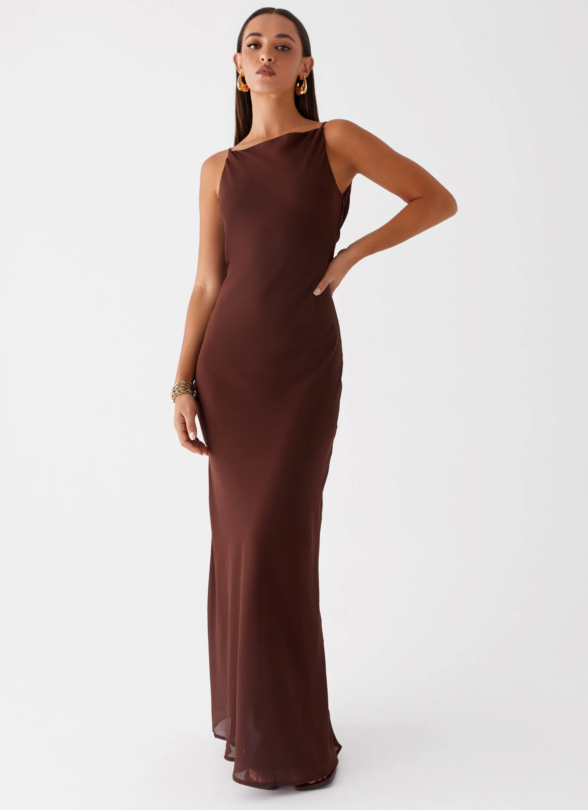 Dove High Neck Maxi Dress - Chocolate