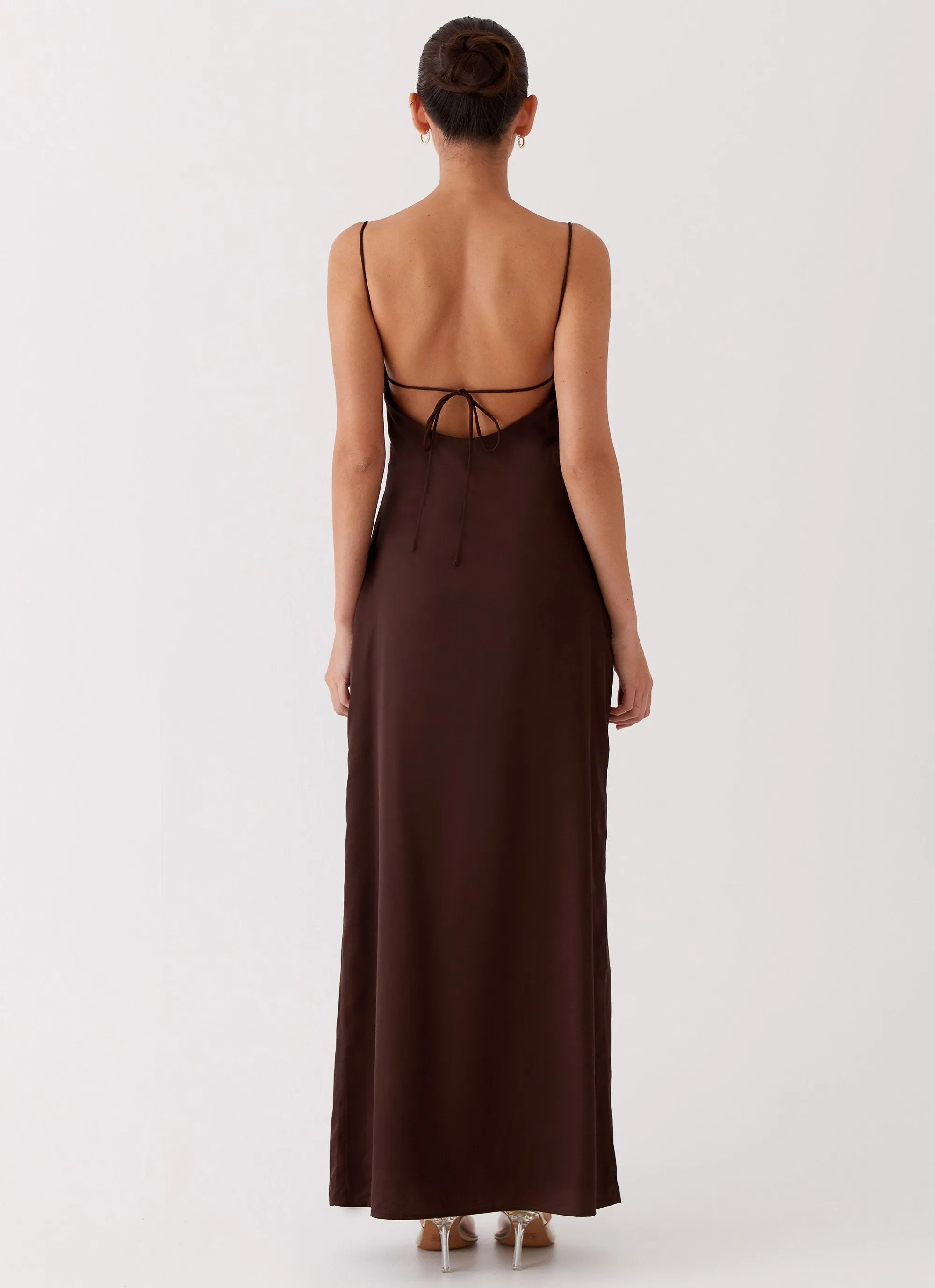 Dream Sight Lace Satin Maxi Dress - Chocolate