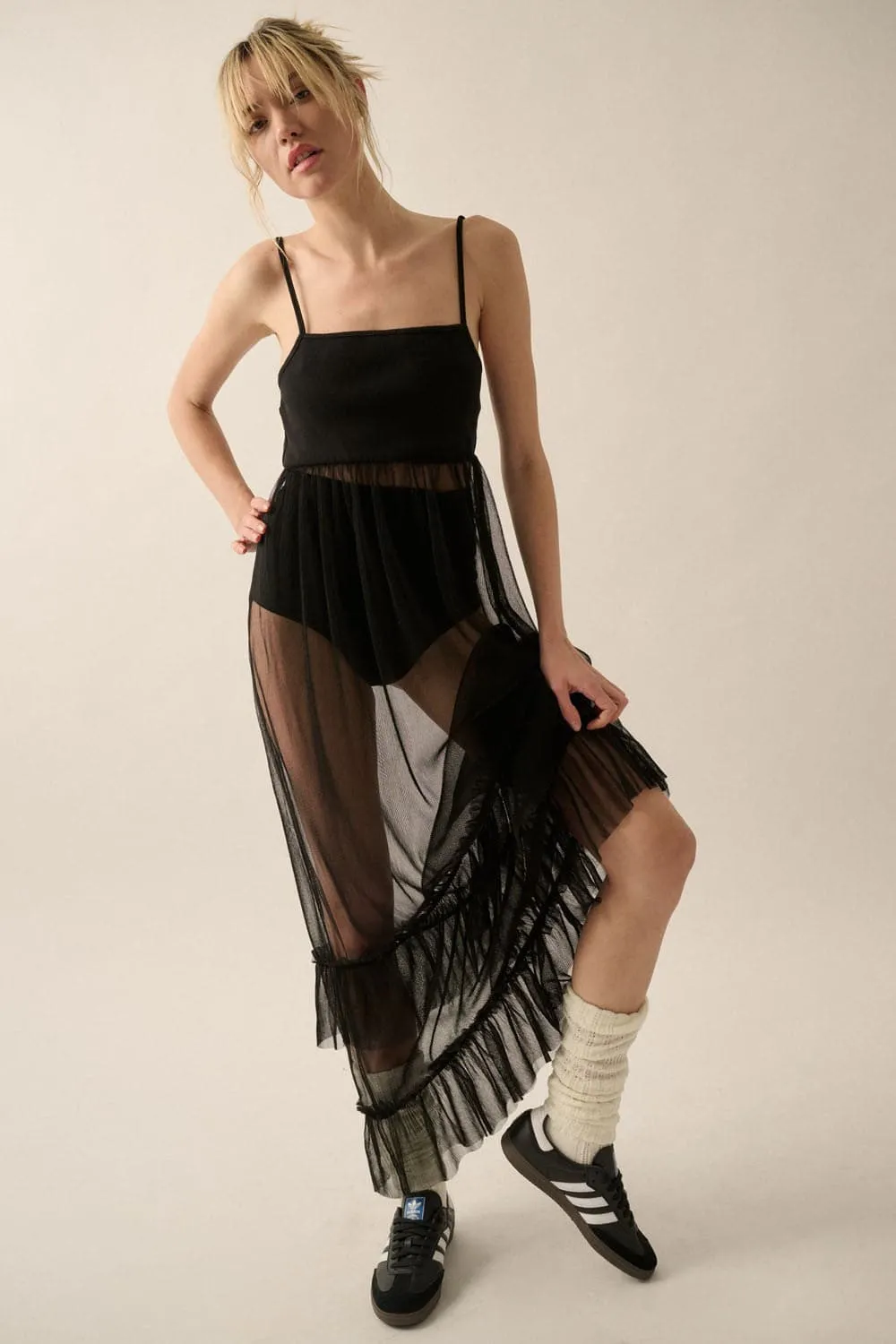 Dusk Dancer Sleeveless Sheer Organza Maxi Dress