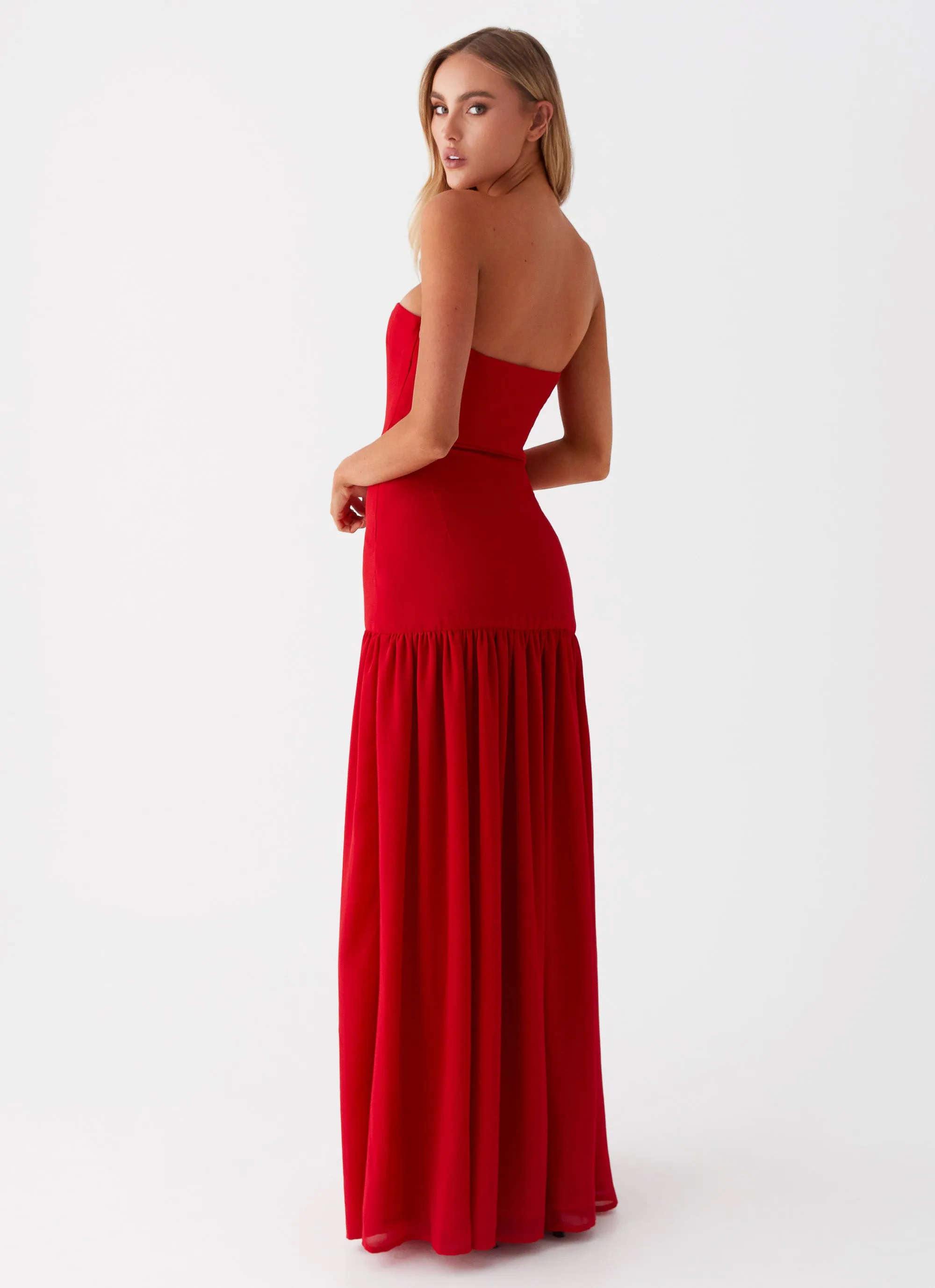 Eden Strapless Maxi Dress - Red