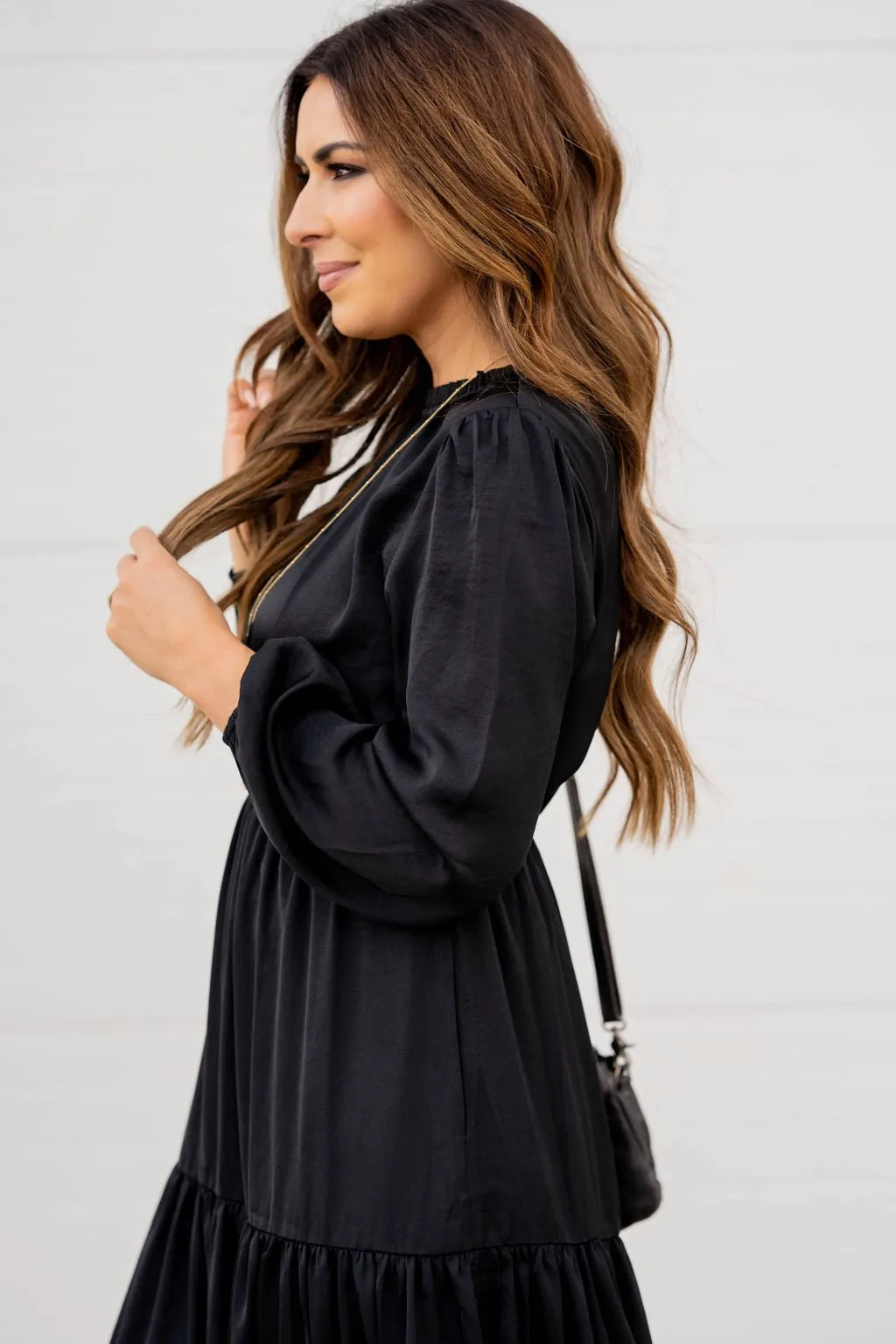 Elegant Tiered Long Sleeve Maxi Dress