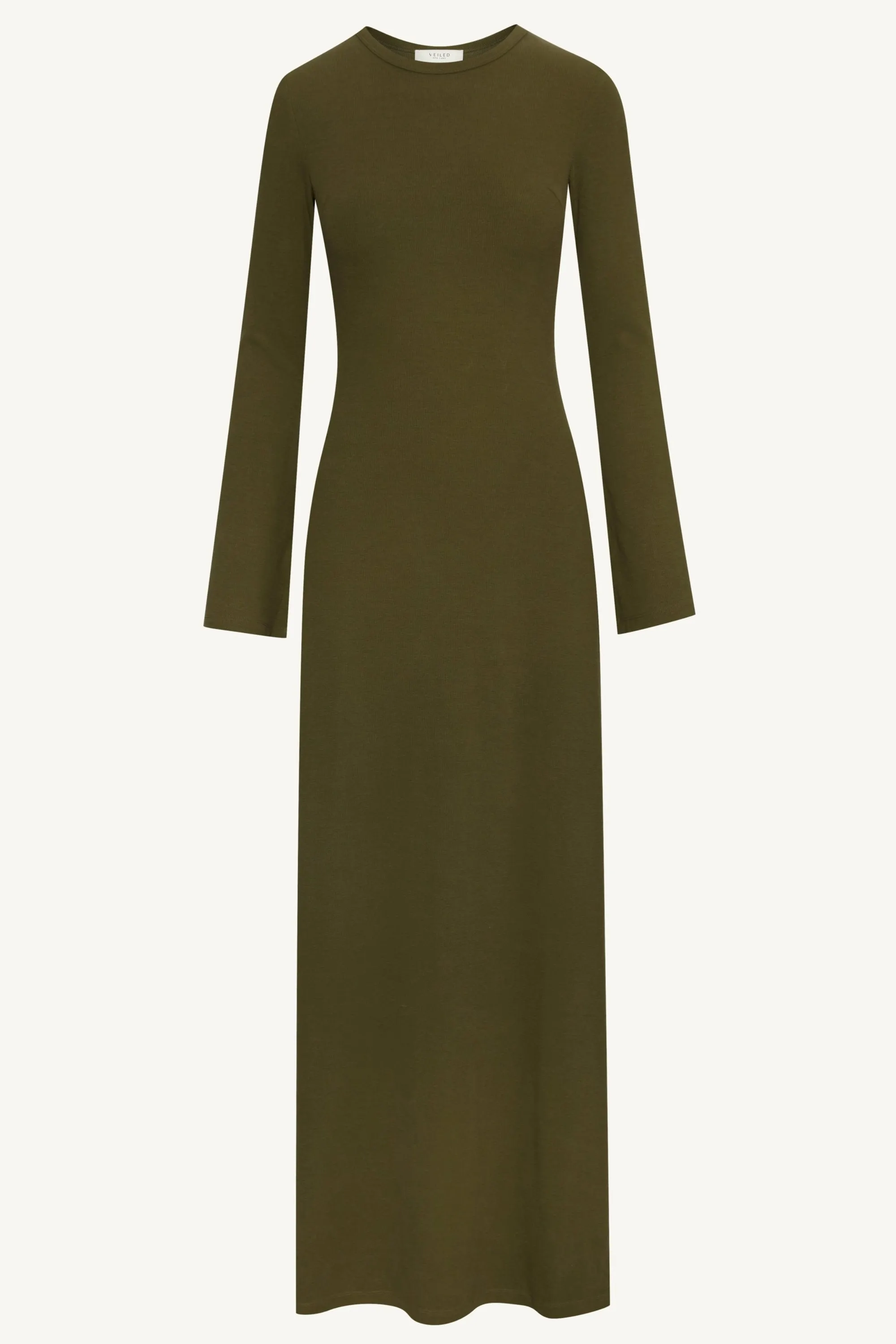 Ella Ribbed Split Cuff Maxi Dress - Olive Night