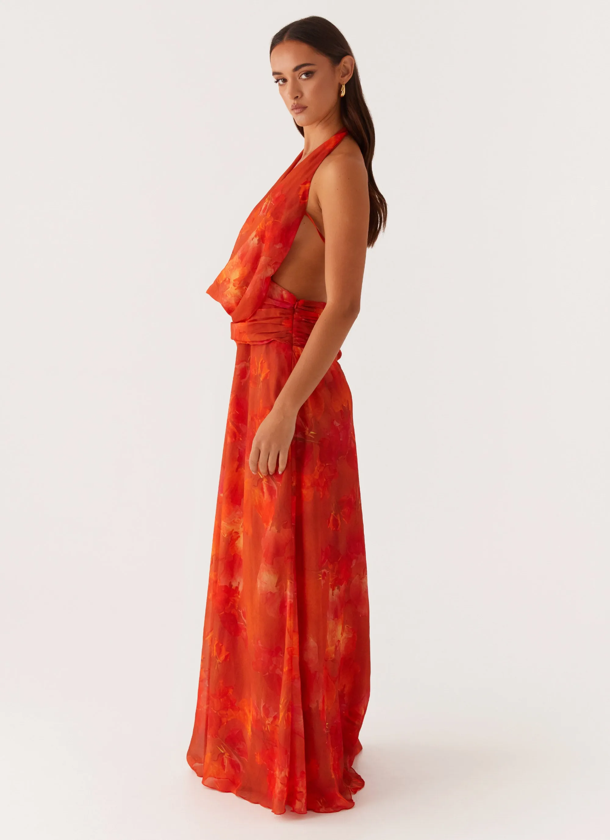 Elysia Chiffon Maxi Dress - Amber