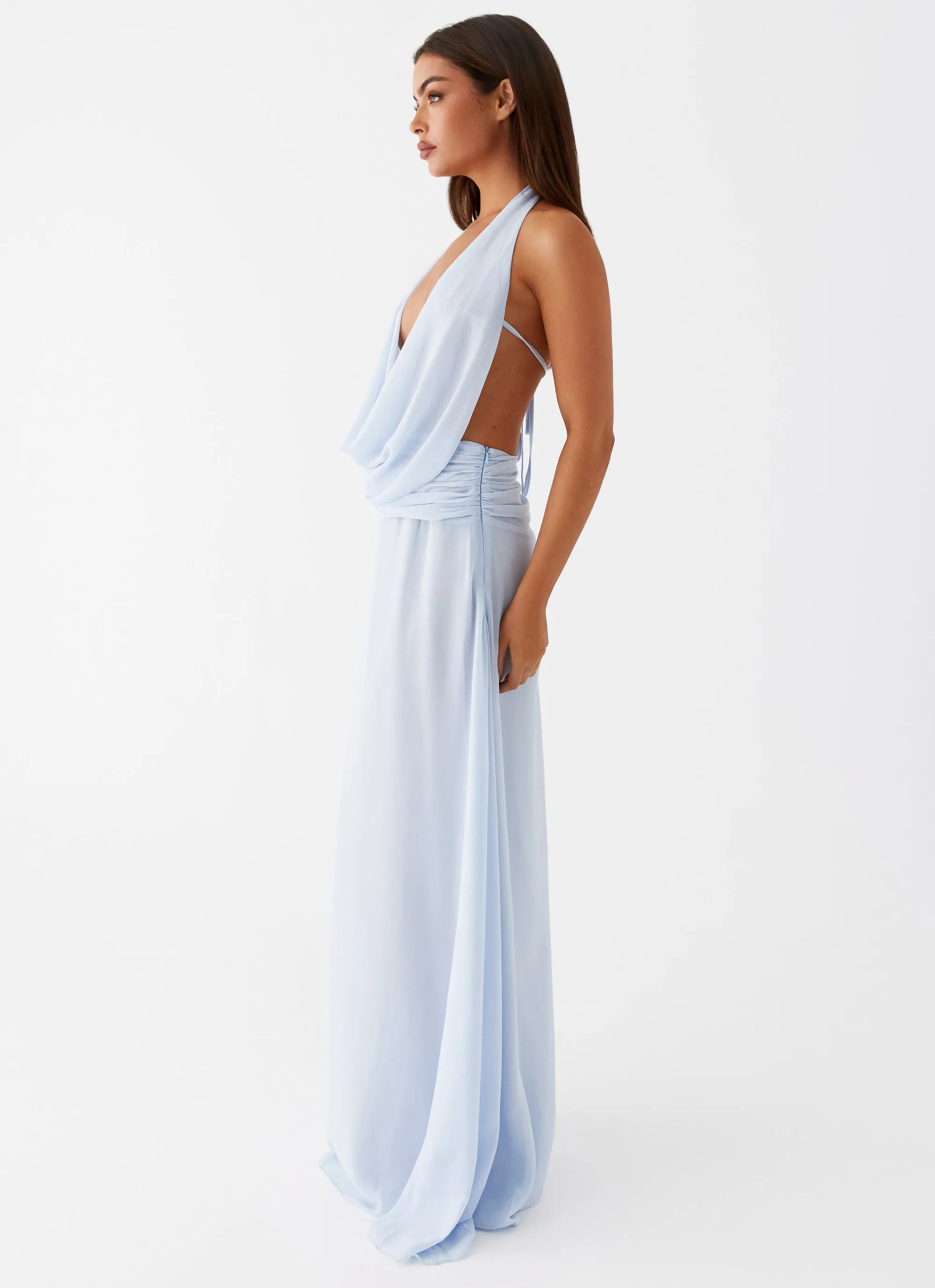 Elysia Chiffon Maxi Dress - Baby Blue