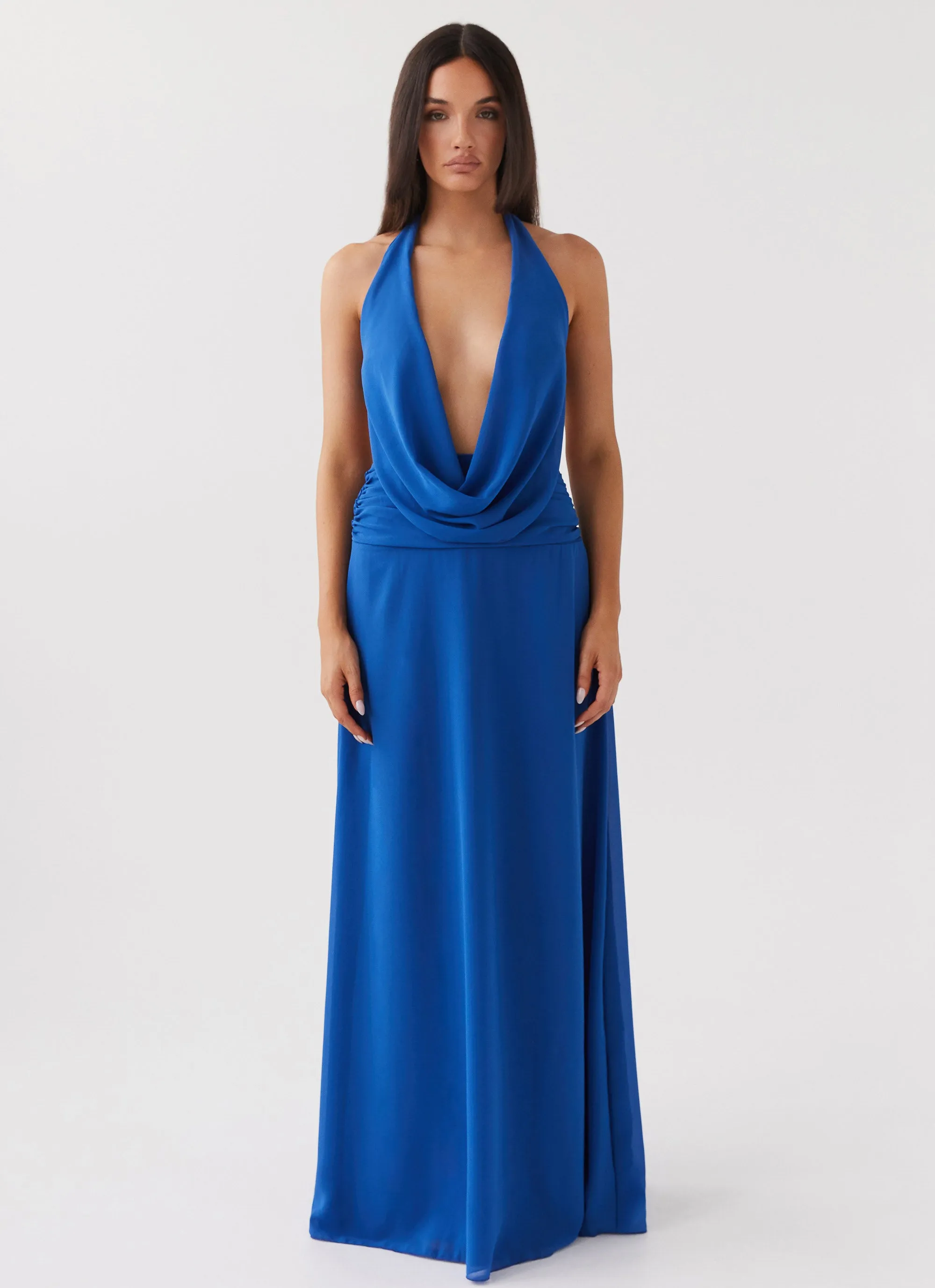 Elysia Chiffon Maxi Dress - Cobalt